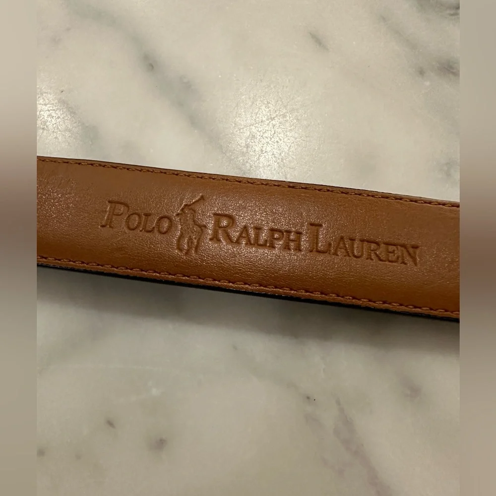Polo Ralph Lauren Black Leather Belt with silver buckle - size 26 waist